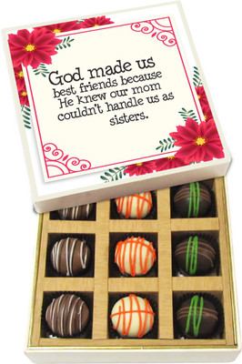 

Chocholik Friendship Gift - God Made Us Best Friends - Dark, Milk, White Chocolate - 9pc Truffles(135 g)