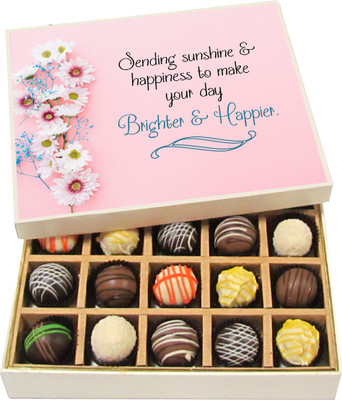 

Chocholik Friendship Gift - Sending Sunshine And Happiness - Dark, Milk, White Chocolate - 20pc Truffles(300 g)