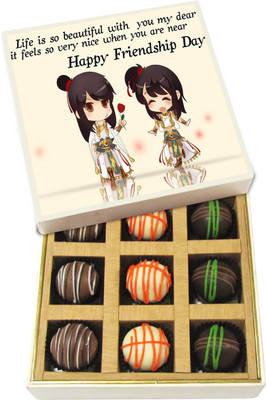 

Chocholik Friendship Gift - Life Is So Beautiful With You - Dark, Milk, White Chocolate - 9pc Truffles(135 g)