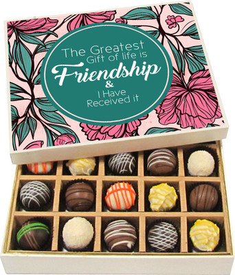 

Chocholik Friendship Gift - Gift of Life Is Friendship - Dark, Milk, White Chocolate - 20pc Truffles(300 g)