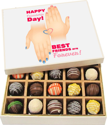 

Chocholik Friendship Gift - Best Friends Are Forever - Dark, Milk, White Chocolate - 20pc Truffles(300 g)