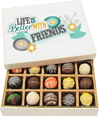 

Chocholik Friendship Gift - Life Is Better With Friend - Dark, Milk, White Chocolate - 20pc Truffles(300 g)