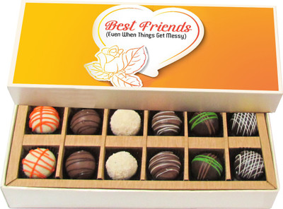 

Chocholik Friendship Gift - Best Friends - Dark, Milk, White Chocolate - 12pc Truffles(180 g)