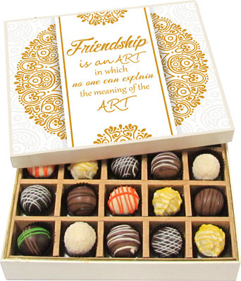 

Chocholik Friendship Gift - Friendship Is an Art - Dark, Milk, White Chocolate - 20pc Truffles(300 g)