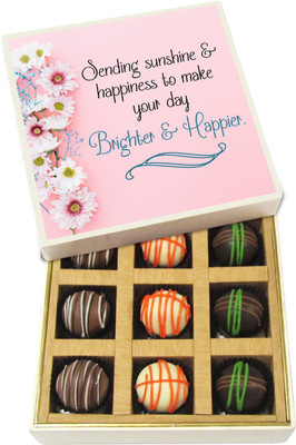 

Chocholik Friendship Gift - Sending Sunshine And Happiness - Dark, Milk, White Chocolate - 9pc Truffles(135 g)