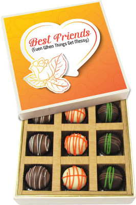 

Chocholik Friendship Gift - Best Friends - Dark, Milk, White Chocolate - 9pc Truffles(135 g)