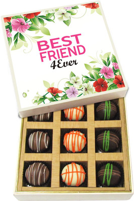 

Chocholik Friendship Gift - Best Friend 4ever - Dark, Milk, White Chocolate - 9pc Truffles(135 g)