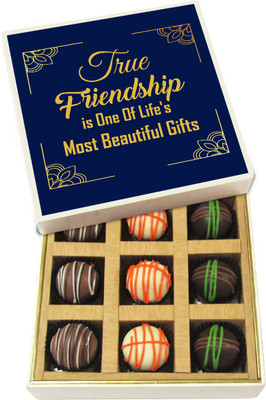 

Chocholik Friendship Gift - True Friendship Is One of Life's Most Beautiful Gifts - Dark, Milk, White Chocolate - 9pc Truffles(135 g)