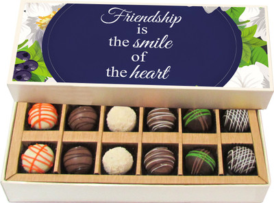 

Chocholik Friendship Gift - Friendship Is the Smile of the Heart - Dark, Milk, White Chocolate - 12pc Truffles(180 g)