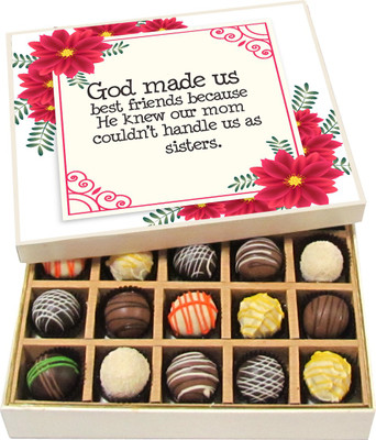 

Chocholik Friendship Gift - God Made Us Best Friends - Dark, Milk, White Chocolate - 20pc Truffles(300 g)