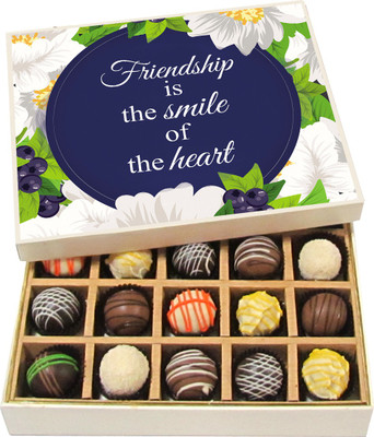 

Chocholik Friendship Gift - Friendship Is the Smile of the Heart - Dark, Milk, White Chocolate - 20pc Truffles(300 g)
