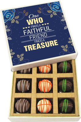 

Chocholik Friendship Gift - Faithful Friend Like a Treasure - Dark, Milk, White Chocolate - 9pc Truffles(135 g)