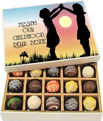 

Chocholik Friendship Gift - Missing Our Childhood - Dark, Milk, White Chocolate - 20pc Truffles(300 g)