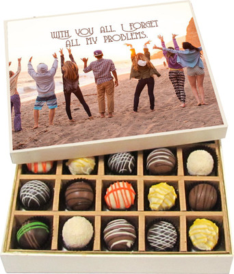 

Chocholik Friendship Gift - With You All I Forget All My Problem - Dark, Milk, White Chocolate - 20pc Truffles(300 g)
