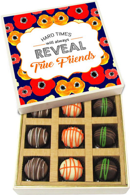 

Chocholik Friendship Gift - Hard Time Reveal True Friends - Dark, Milk, White Chocolate - 9pc Truffles(135 g)
