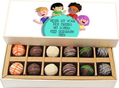 

Chocholik Friendship Gift - Never Let Your Best Friends Get Lonely - Dark, Milk, White Chocolate - 12pc Truffles(180 g)