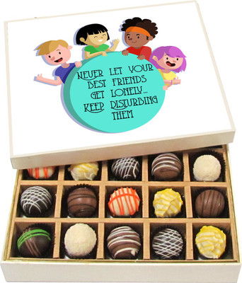 

Chocholik Friendship Gift - Never Let Your Best Friends Get Lonely - Dark, Milk, White Chocolate - 20pc Truffles(300 g)