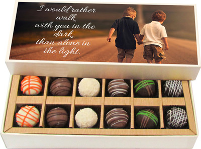 

Chocholik Friendship Gift - I Would Rather Walk With You In The Dark - Dark, Milk, White Chocolate - 12pc Truffles(180 g)