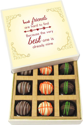 

Chocholik Friendship Gift - Best Friends Are Hard To Find - Dark, Milk, White Chocolate - 9pc Truffles(135 g)