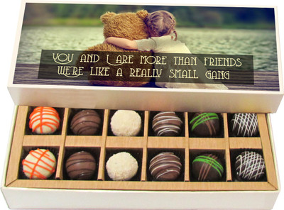 

Chocholik Friendship Gift - We Are Really Small Gang - Dark, Milk, White Chocolate - 12pc Truffles(180 g)