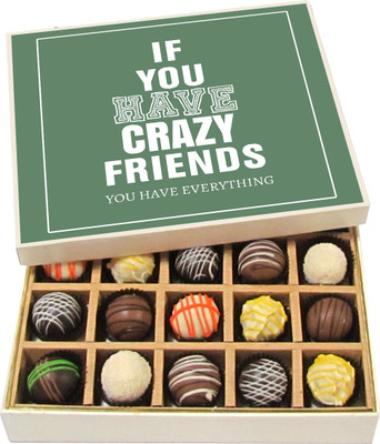 

Chocholik Friendship Gift - Crazy Friends - Dark, Milk, White Chocolate - 20pc Truffles(300 g)