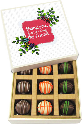 

Chocholik Friendship Gift - Thank You for Being My Friend - Dark, Milk, White Chocolate - 9pc Truffles(135 g)