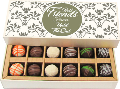 

Chocholik Friendship Gift - Best Friends Forever Until the End - Dark, Milk, White Chocolate - 12pc Truffles(180 g)