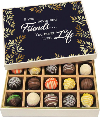 

Chocholik Friendship Gift - If You Never Had Friends You Never Lived Life - Dark, Milk, White Chocolate - 20pc Truffles(300 g)