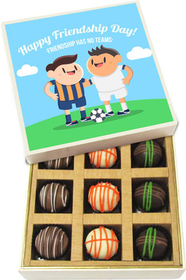 

Chocholik Friendship Gift - Friendship Has No Teams - Dark, Milk, White Chocolate - 9pc Truffles(135 g)