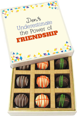 

Chocholik Friendship Gift - Power of Friendship - Dark, Milk, White Chocolate - 9pc Truffles(135 g)
