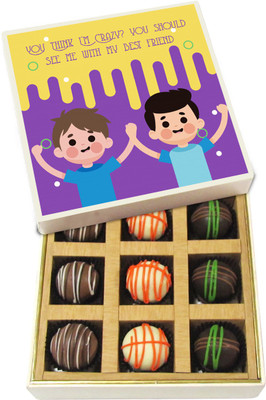 

Chocholik Friendship Gift - You Think I Am Crazy - Dark, Milk, White Chocolate - 9pc Truffles(135 g)