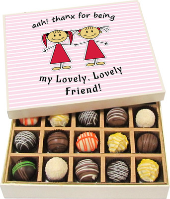 

Chocholik Friendship Gift - Lovely Friend - Dark, Milk, White Chocolate - 20pc Truffles(300 g)