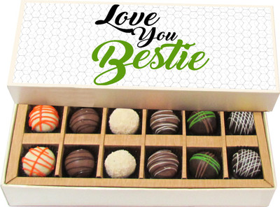 

Chocholik Friendship Gift - Love You Bestie - Dark, Milk, White Chocolate - 12pc Truffles(180 g)