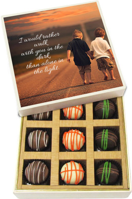 

Chocholik Friendship Gift - I Would Rather Walk With You In The Dark - Dark, Milk, White Chocolate - 9pc Truffles(135 g)