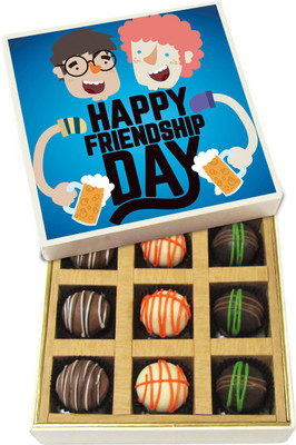 

Chocholik Friendship Gift - Happy Friendship Day - Dark, Milk, White Chocolate - 9pc Truffles(135 g)
