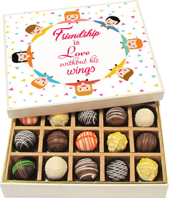 

Chocholik Friendship Gift - Friendship Is Love Without His Wings - Dark, Milk, White Chocolate - 20pc Truffles(300 g)