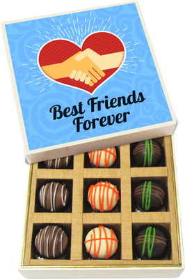 

Chocholik Friendship Gift - Best Friends Forever Handshake - Dark, Milk, White Chocolate - 9pc Truffles(135 g)