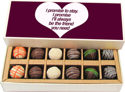 

Chocholik Friendship Gift - I Promise To Stay - Dark, Milk, White Chocolate - 12pc Truffles(180 g)
