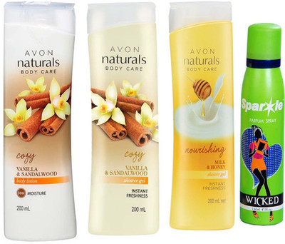 

Avon Anew vanilla and sandalwood shower(Set of 4)