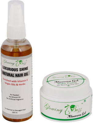 

Glowing Buzz Pack of Aloevera Gel and Luxurious Shine Herbal hair Oil(Set of 1)
