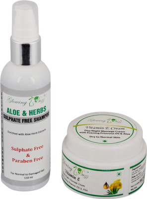 

Glowing Buzz Combo of Aloe & Herbs Sulphate Free Shampoo and Vitamin-e Cream(Set of 1)
