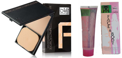 

Menow Waterproof, Sunscreen & Long lasting Multivitamin Compact Powder,06, Face & Body Scrub Gel Green Apple Free(Set of 2)
