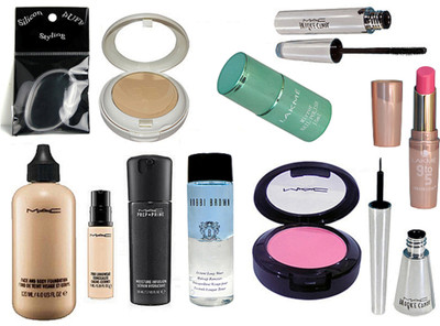 

styling SiliconPuff & Eyeliner&Mascara&Lakme 9To5 Pink Shade Lipstick,&Pro Longwear Concealer&Bobbi Brown Makeup Remover & Face&Body Foundation&Blusher&Prep+Prime infusion serum & Marine Compact & Nail Colour(Set of 11)