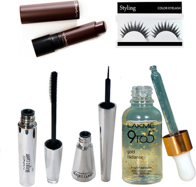 

Styling Eyelashes & Brooke Candy Eyeliner & Mascara With Liptensity Lipstick & Lakme 9to5 Gold Radiance Face Serum(Set of 5)