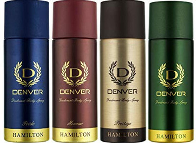 

Denver PRESTIGE WITH PRIDE & HAMILTON WITH HONOUR Deodorant Spray - For Men(660 ml, Pack of 4)