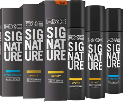 

AXE MYSTERIOUS BODY PERFUME 122 ML + SPORT BODY PERFUME 122 ML + SUAVE BODY PERFUME 122 ML Deodorant Spray - For Men & Women(366 ml, Pack of 3)