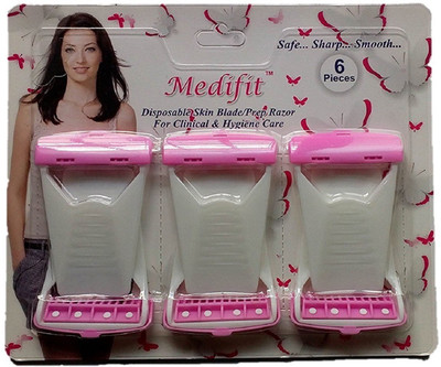 

Medifit Pink and white Disposable Female Razor 6 pcs card Blade(for smooth shaving) Disposable Razor(Pack of 6)