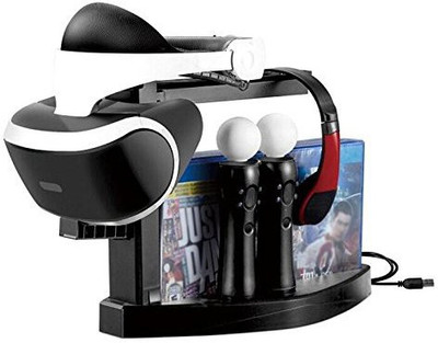 

Microware Multifunction Display Vertical Stand for PS VR Headset Dual Chargers Dock for PS Move/PS4/PS4 Slim/PS4 Pro Black Gaming Accessory Kit(Black, For PS4)