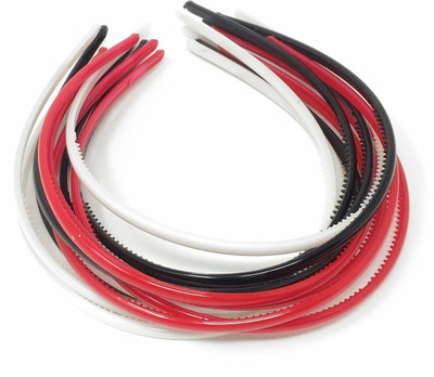 

Evolution Evogirl Tri-colour (Black/White/Red) Super Sleek Hair Bands for Girls and Women (Combo of 12 Hair Bands) Hair Band(Multicolor)