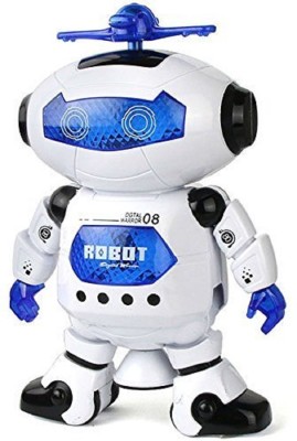 Shop Grab Cool Dancing Robot with 3D Lights and Music - White and Blue(Multicolor)